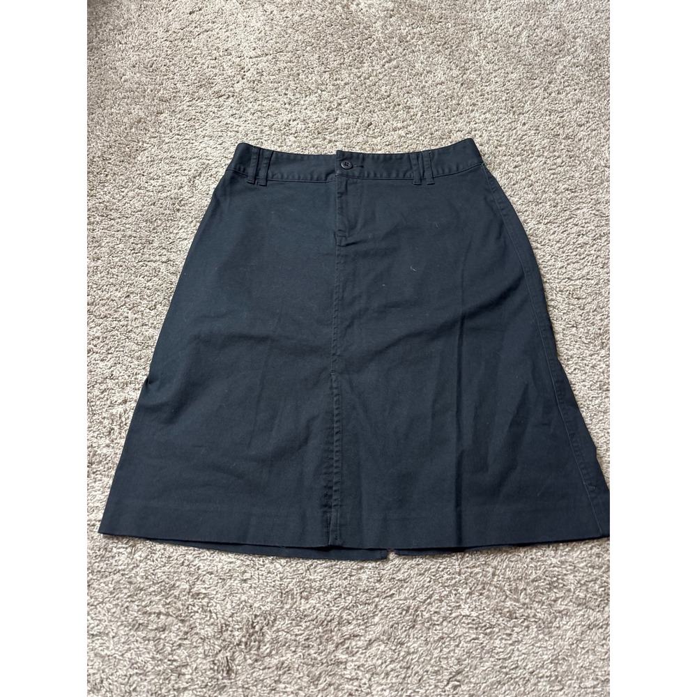 Gap Black Chino Midi Skirt Size 6 Cotton Stretch A-Line Workwear 13304300-301193